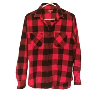 M Arizona Red & Black Plaid Flannel Shirt